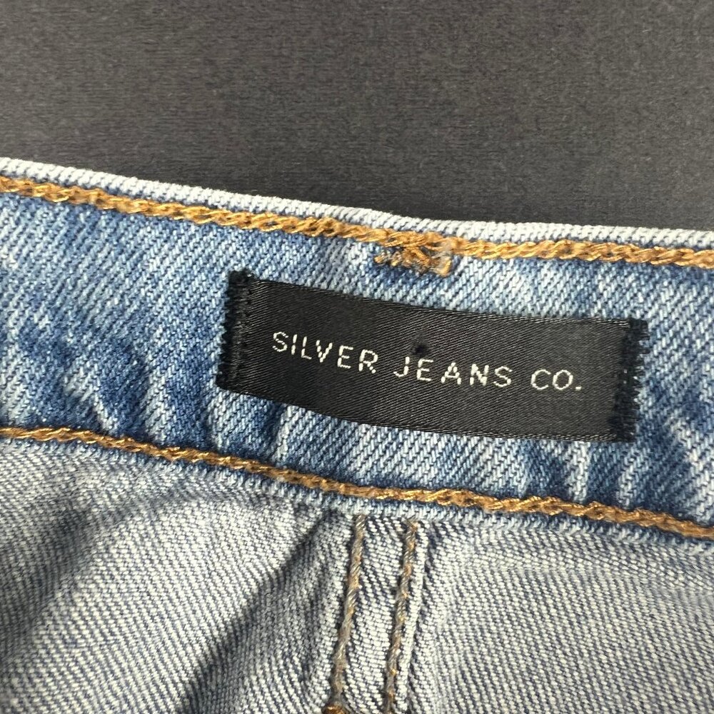 Silver Jeans Women's 28x27 Frisco Straight Ankle Blue Distressed Denim Tag 27x28 - Picture 7 of 16